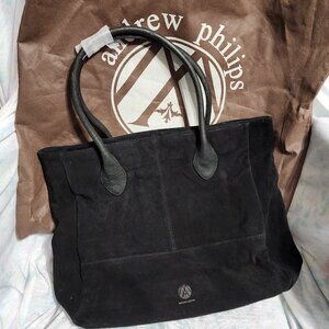 New Andrew Philips Genuine Leather Audi Tote Bag Purse Black